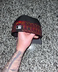 Image 3 of GREY BRIM DANGEROUS LOVE YANKEES CUSTOM FITTED CAP