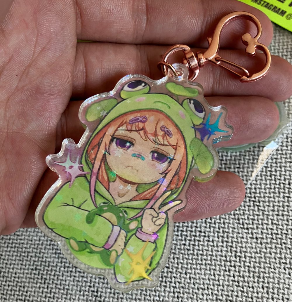 Froggirl acrylic sparkle keychain 