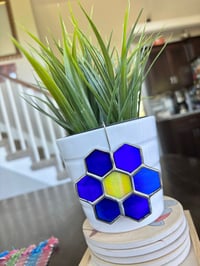 Image 3 of Mini Stained-Glass Planter Hangers - Mini Hexagon Flower Plant Decoration