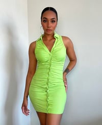 Image 1 of Button down ruched mini dress
