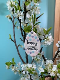 Image 8 of Pastel Polka Dot Happy Easter Egg Hanging Decoration