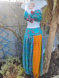 Image 7 of Milan Hareems/ Bloomer/ Balloon  trousers with matching head scarf -turquoise and mustard upto 14 uk