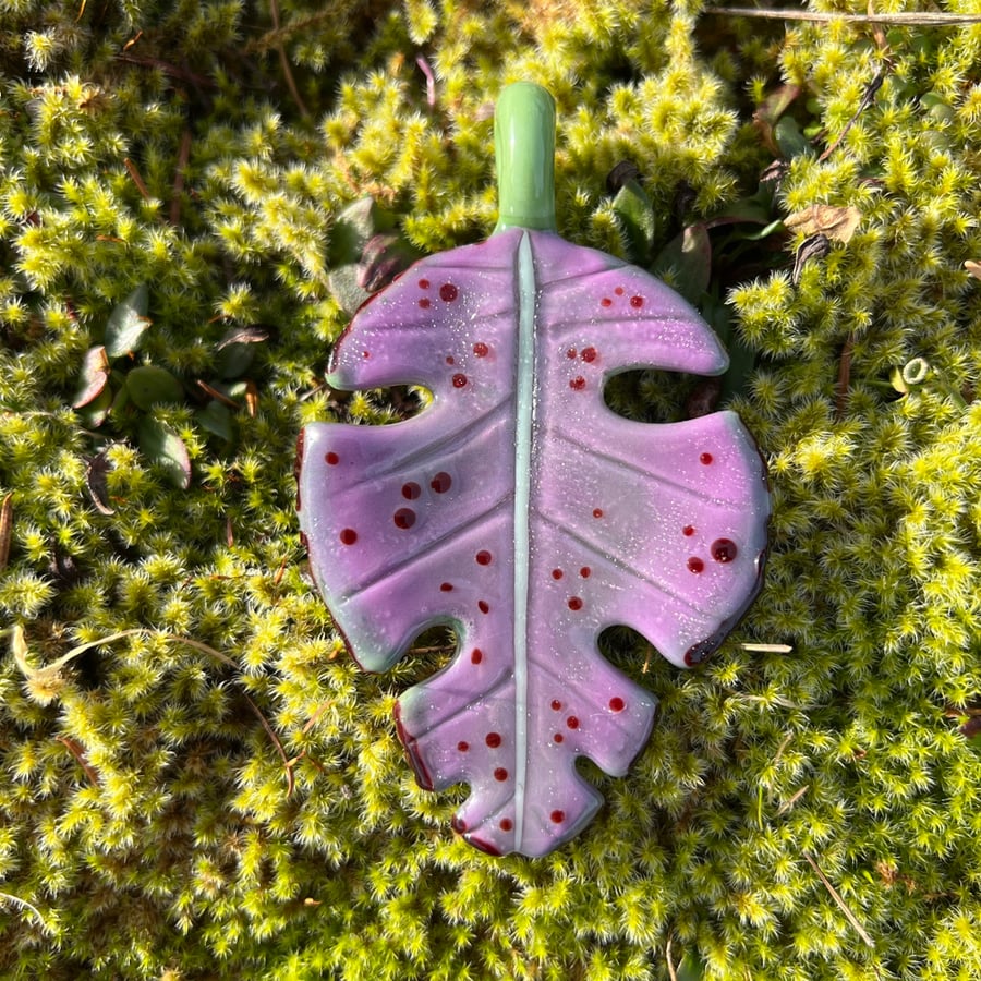 Image of Purple Monstera Style Leaf Pendant