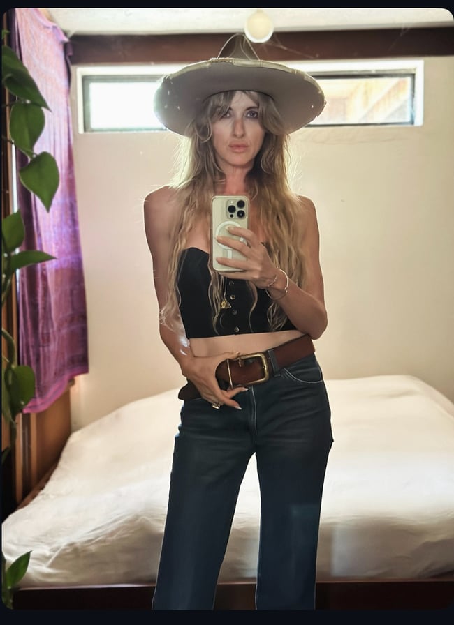 late 60s leather belt with heavy brass buckle 