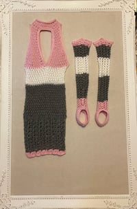 Image 11 of Tri-Color Keyhole Crochet Dress