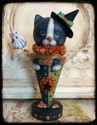 Image 1 of Connie the Halloween cat vintage style Folk Art