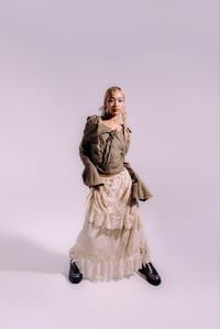 Image 2 of drift asymmetrical lace skirt-cream