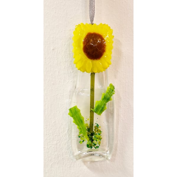 Image of Mini Fused Bottle with Sunflower 