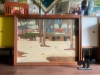 Image 1 of Large Oil on Carved Panel