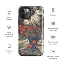 Image 4 of Boho Nature Cottagecore Inspired White Rabbits Among Berries Tough Case for iPhone®