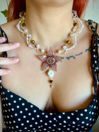 Image 3 of 🌟Starfish Flower🌟 Necklace | Rose Quartz, Tiger Eye, Pearls