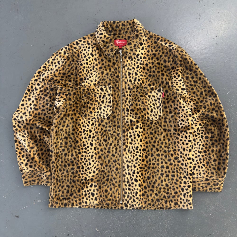 Image of FW 17 Supreme Cheetah Pile zip up, size large