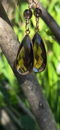 Image 5 of Slim Smoky Teardrop Earrimg