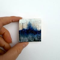 Image 1 of Tiniest Silver Sky Telegraph Pole Landscape on wooden block