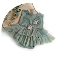 Image 1 of Sitter Photo session dress | Esther |  age 9-12 months | dark sage