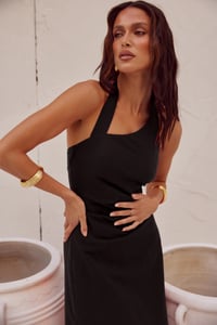 Image 3 of Saphira black cotton midi dress