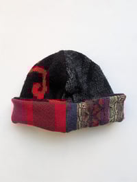 Image 1 of Upcycled Reversible Beanie Black x Red Coogi