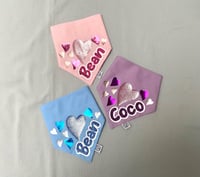 Image 1 of Hearts Personalised Valentines Handmade Pet Bandana