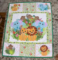 Image 1 of Lion and Jungle animals - green trim