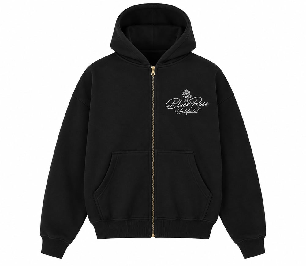 Image of Black Rose undefeated PREM HOODIE (BLACK)