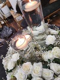 Image 5 of 80 cm baby breath Flower Ring mix with white roses with cylinder  vase 24in,18in,16in$5 each set 