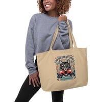 Image 1 of Cat LOVER  Distressed Large organic tote bag