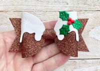 Christmas Pudding Hair Bow