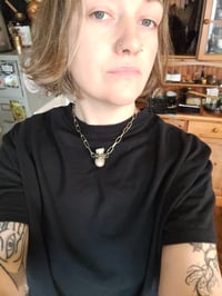 Image 4 of Pink agate and deer tooth necklace