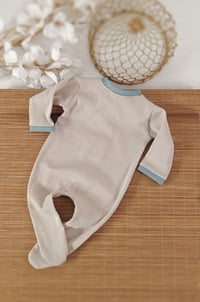 Image 3 of Newborn boys romper Alex | beige | dusty blue