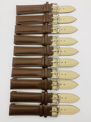 Image of LOTS OF 5 & 10 X PLAIN LEATHER GENTS WATCH STRAPS,18mm/20mm,BLACK,BROWN,TOP QUALITY,NEW.