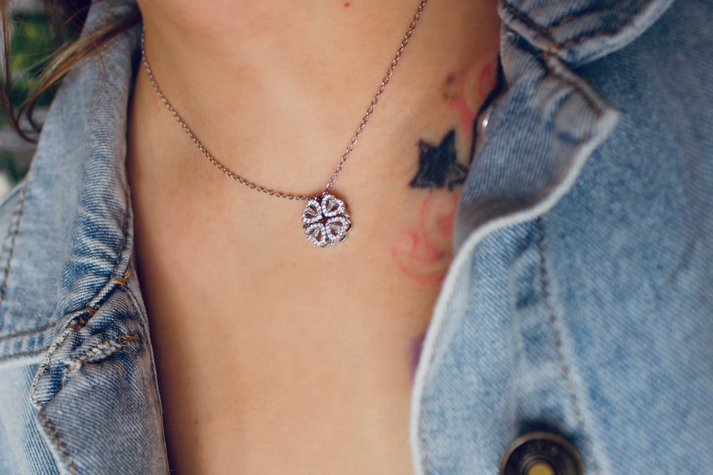 Image of Heart Clover Necklace