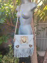 Image 2 of Yellowstone cross over body bag fringes / Moroccan stone CREAM