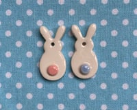 Image 12 of Ceramic Hanging Little Bunnies  Sideways or back view (Set of 2)