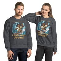 Image 9 of I Ride With Jesus Surfing Dark Unisex Sweatshirt