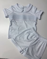 Image 1 of Striped summer smocked pjs 