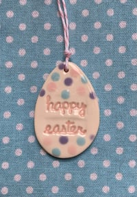 Image 10 of Pastel Polka Dot Happy Easter Egg Hanging Decoration