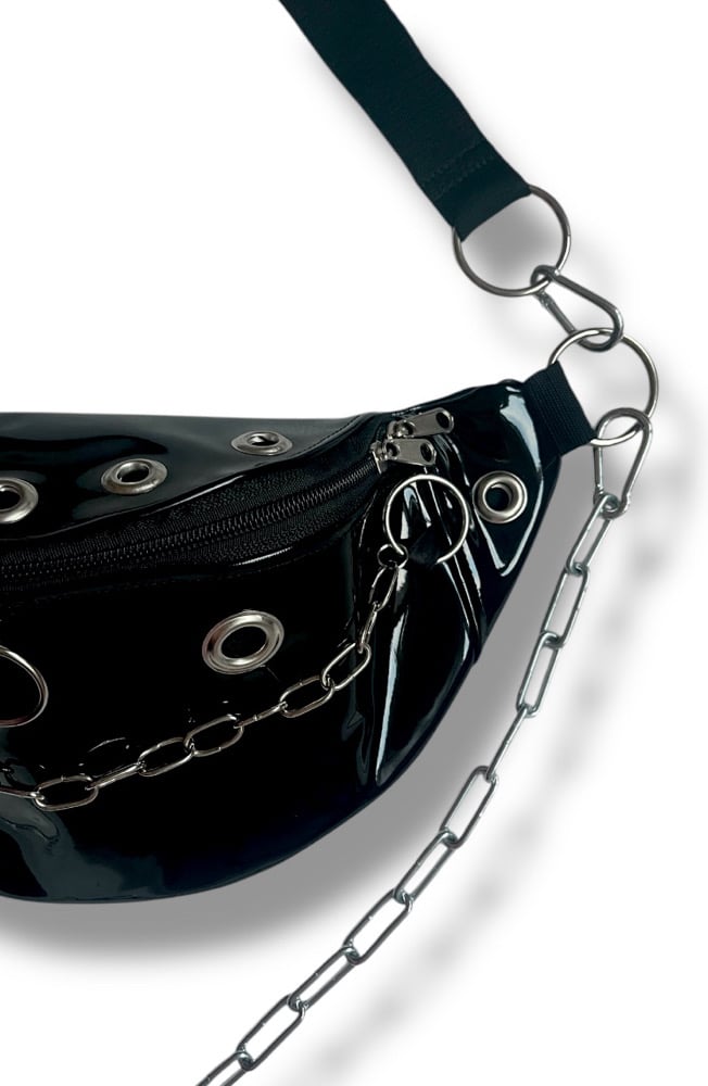 Image of Black PVC Waistbag with metal details