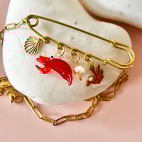 Image 1 of Paperclip Chain Pin Charm Necklace - Gold