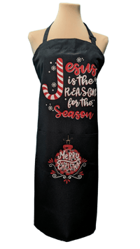 Image 1 of Jesus is the Reason Christmas Apron (black)