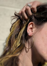 Image 3 of Twisted Brass Large Handmade Hoop Earrings 