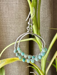 Image 1 of Amazonite (Silver) Hoop Earrings