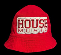 Red - Embroidered House Music Bucket Hat w/White Patch