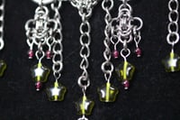 Image 3 of green glass stars and garnet multi diamond chain necklace