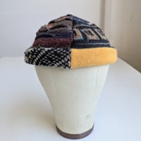 Image 1 of Shallow Fit Upcycled Reversible Beanie Brick Brown Coogi x Yellow Cashmere