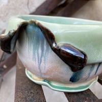 Image 2 of Swagged Lip Bowl - Seafoam/Pink