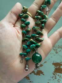 Image 3 of boho turquoise and emerald necklace