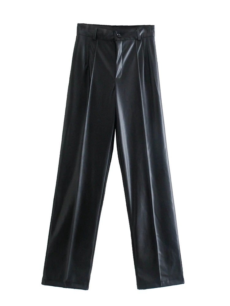 Image of â€˜Faux Leather Trousersâ€™