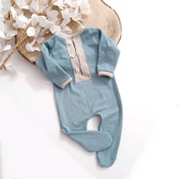 Image 1 of Newborn boys romper Alex | dusty blue