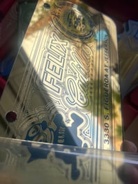 Image 2 of GOLD & BLUE FELIX CADILLAC ICONIC LICENSE PLATE 