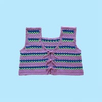 Image 4 of Crochet Floral Striped Vests